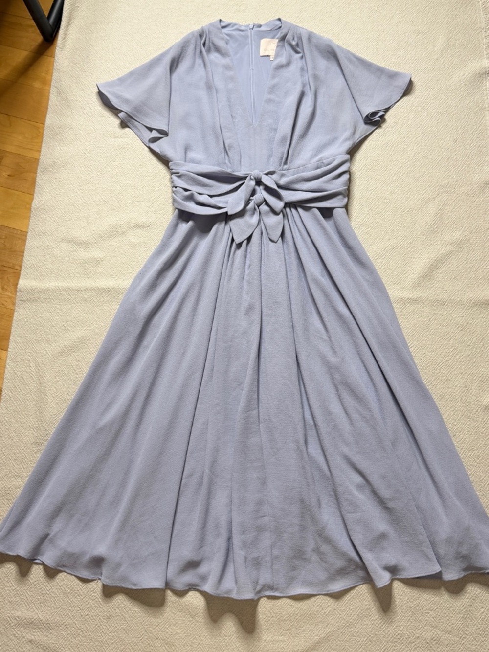 Gal Meets Glam Jane Periwinkle Blue Dress 10 Vneck Bows Wedding Guest Party Midi - Picture 2 of 9